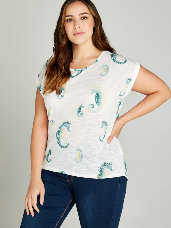Aqua Seahorse Tee +, Aqua - Turquoise, large