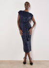 Chevron Sequin Midi Dress, Navy, large
