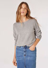 Metallic Sparkle Batwing Jumper, Grey, large