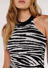 Halter-Neck Zebra Tank Top, Cream, large