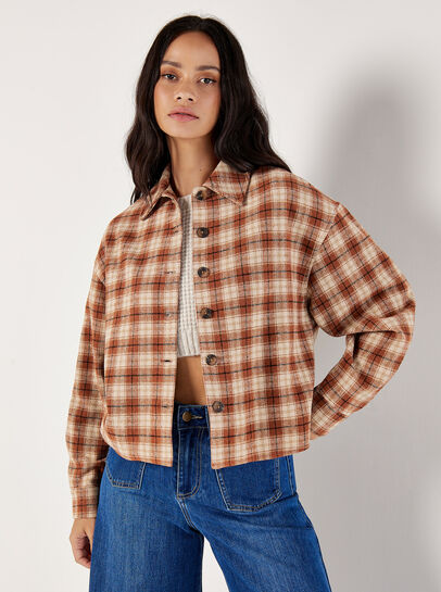 Cropped Check Shacket