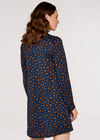 Dot High Neck Dress, Navy, large