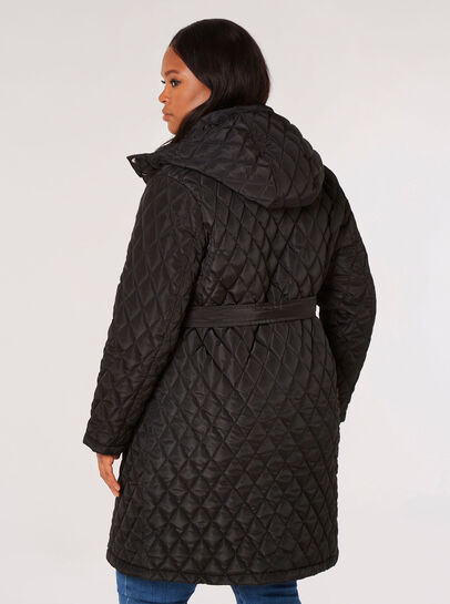 Curve Belted Quilted Parker Coat