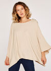 Pointelle Poncho, Stone, large