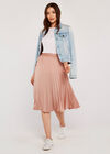 Pleated Satin Crepe Skirt, Pink, large