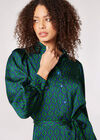Geometric Satin Shirt Midi Dress, Blue, large