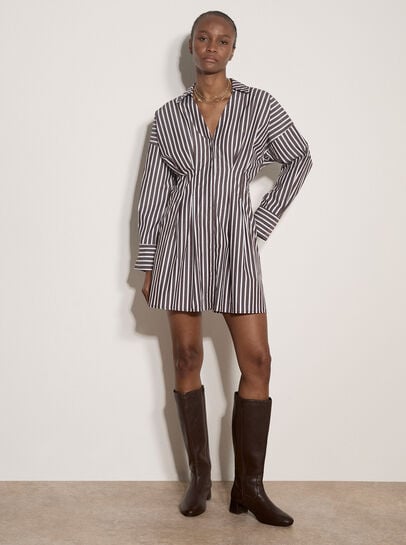 Stripe Shirt Cotton Mini Dress