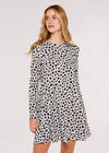 Textured  Flare Shoulder Dress, Grey, large