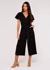 Cape Culotte Jumpsuit, Black, large