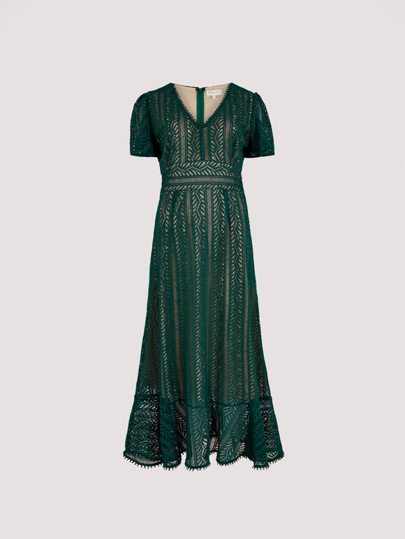 Lace Midi Dress, Green, large
