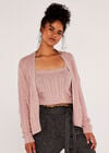 Cable Knit Cardigan, Pink, large