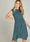 Egg Print Tie Front Cap Sleeve Dress, Green, large