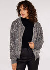 Sequin-Embellished Bomber Jacket, Light Grey / Silver, large