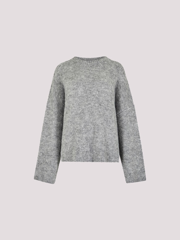 Fluffy Oversized Jumper, Grey, large