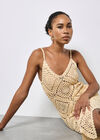 Hand-Knit Crochet Midi Dress, Stone, large