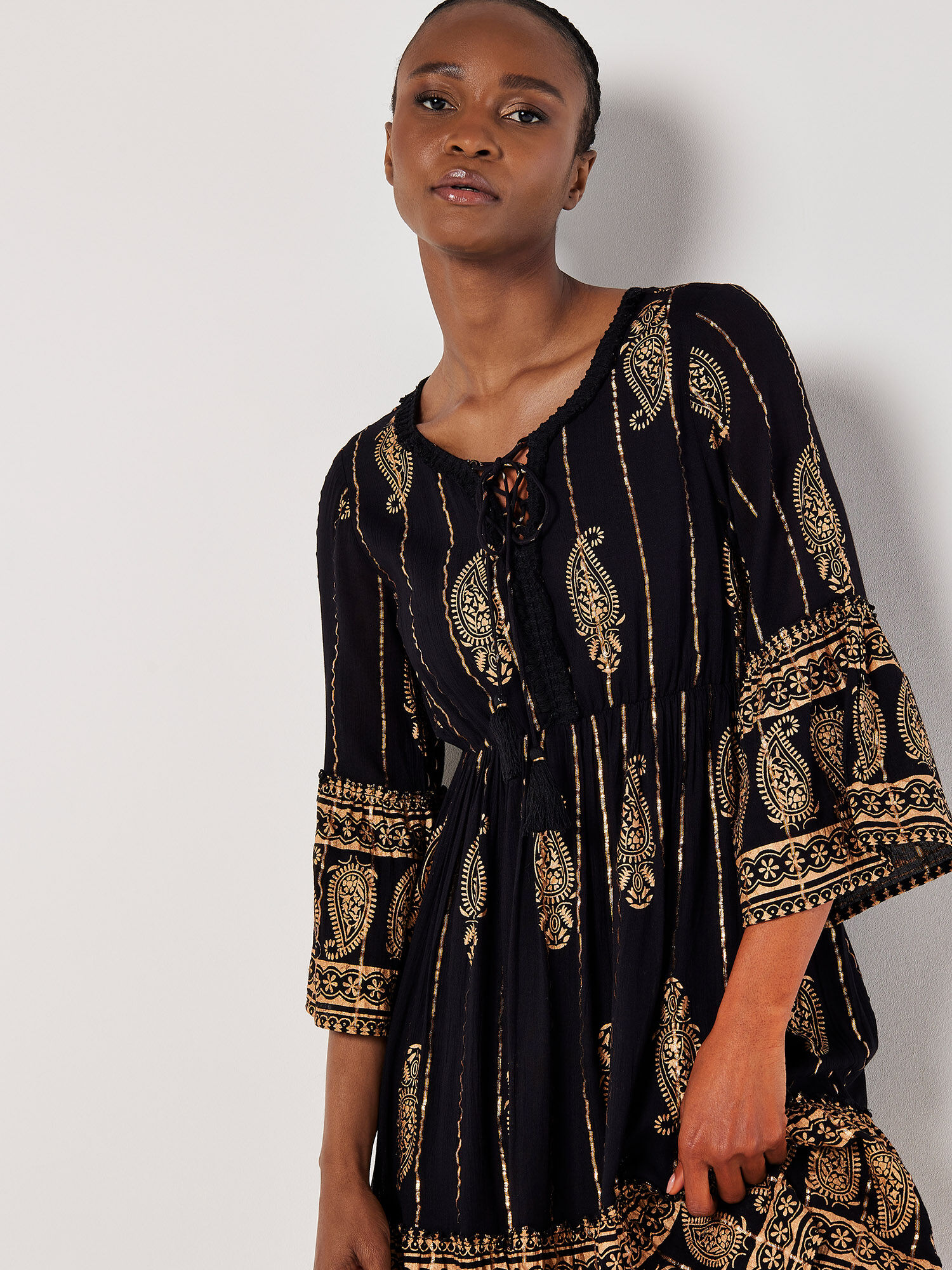 Next black embroidered dress online