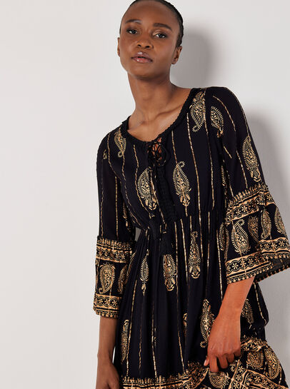 Paisley Shimmer Mini Dress