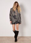 Geo Patchwork Chiffon Shirt, Grey, large