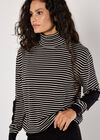 Stripe And Patch Cowl Neck Jumper, Black, large