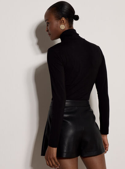 Faux Leather Wrap Mini Skort