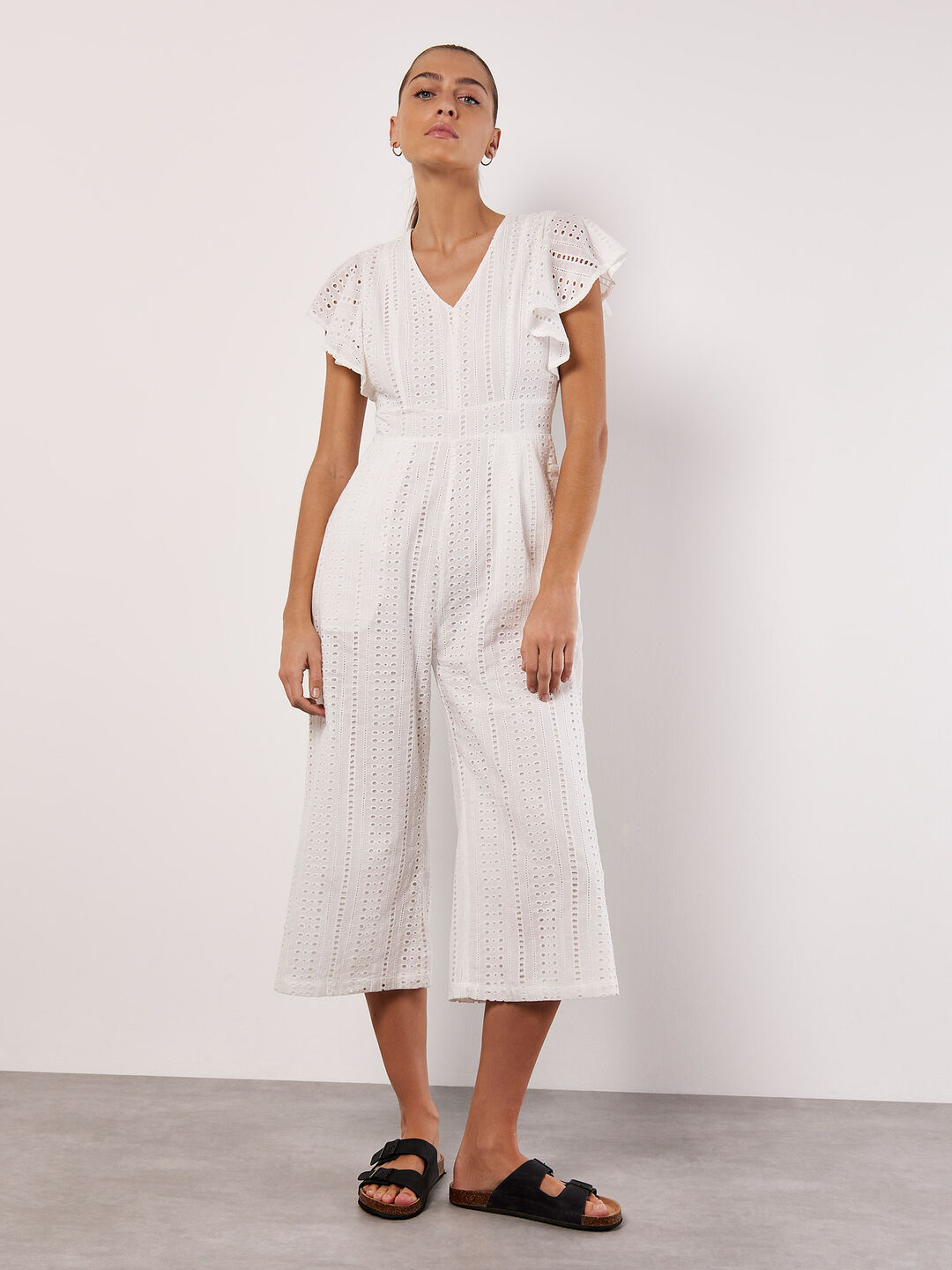 Image of Broderie Anglaise Cropped Jumpsuit
