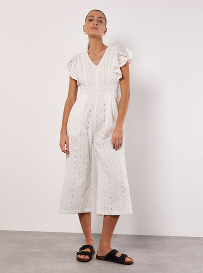 Broderie Anglaise Cropped Jumpsuit