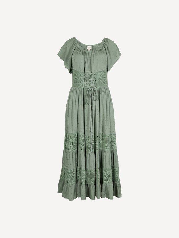 Lace Detail Corset Maxi Dress, Mint, large