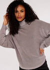 Sparkle Roll Neck Batwing Jumper, Pink, large