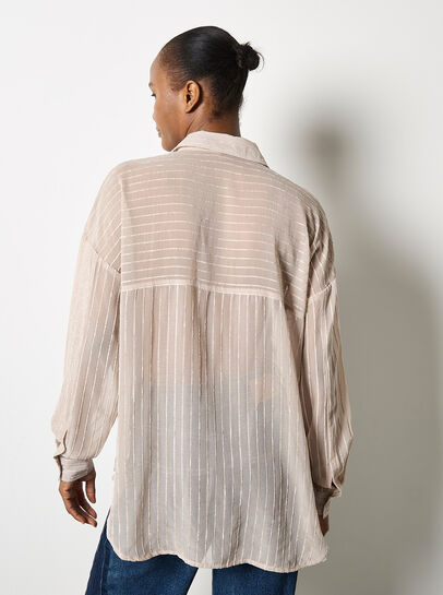 Chenille Stripe Semi-Sheer Shirt