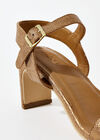 Metallic Textured Heeled Sandals, Yellow, large