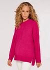 Popcorn Knit Hooded Jumper, Fuchsia, large