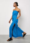 Cotton Wrap Bandeau Jumpsuit, Blue, large