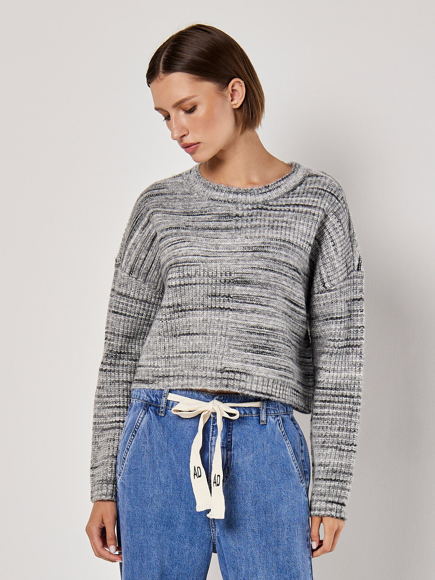 Space Dye Boxy Cropped Jumper Apricot Clothing