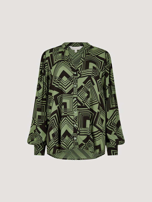 Geo Squares Shirt, Green, large
