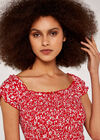 Floral Shirred Maxi Dress, Red, large