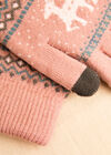 Reindeer Touch Screen Gloves, Pink, large