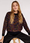 Colourful Check Jumper, Black, large