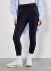 Zip Pocket Stretch Skinny Fit Leggings, Navy, large