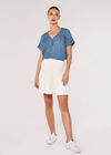 Denim Button Through Tee, Blue, large