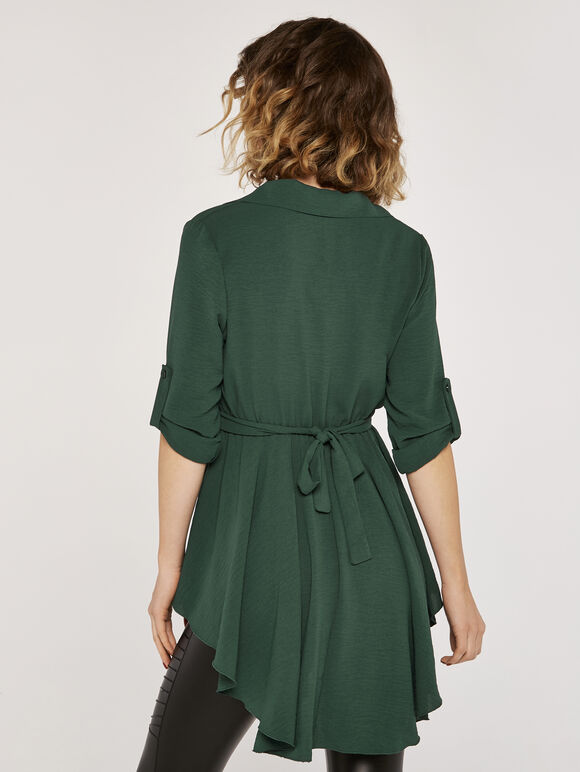 Hanky Hem Belted Top, Green, large