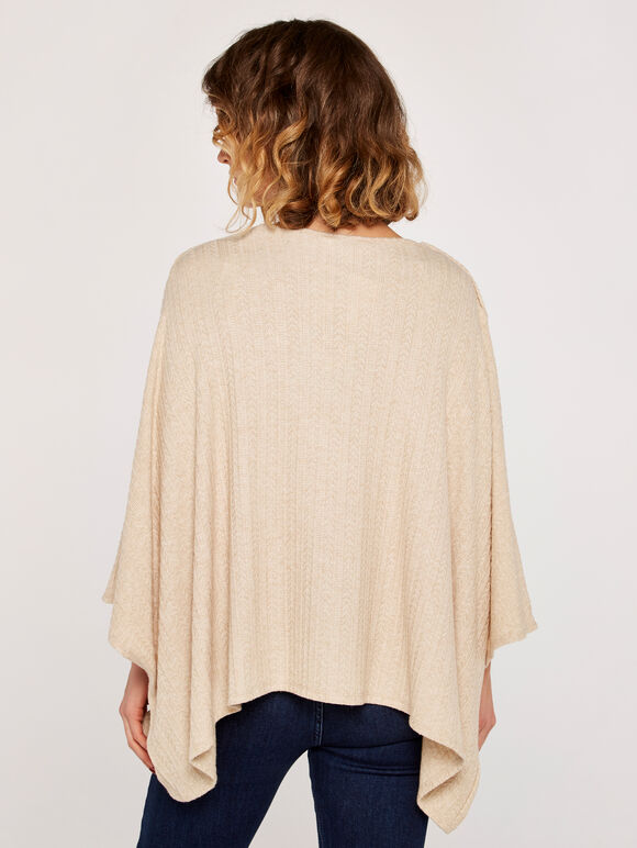 Pointelle Poncho, Stone, large
