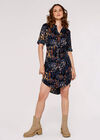 Brushstroke Print Mini Dress, Navy, large