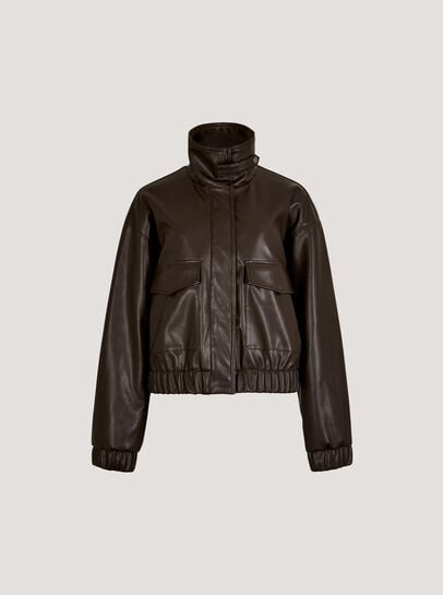 Faux Leather Bomber Jacket