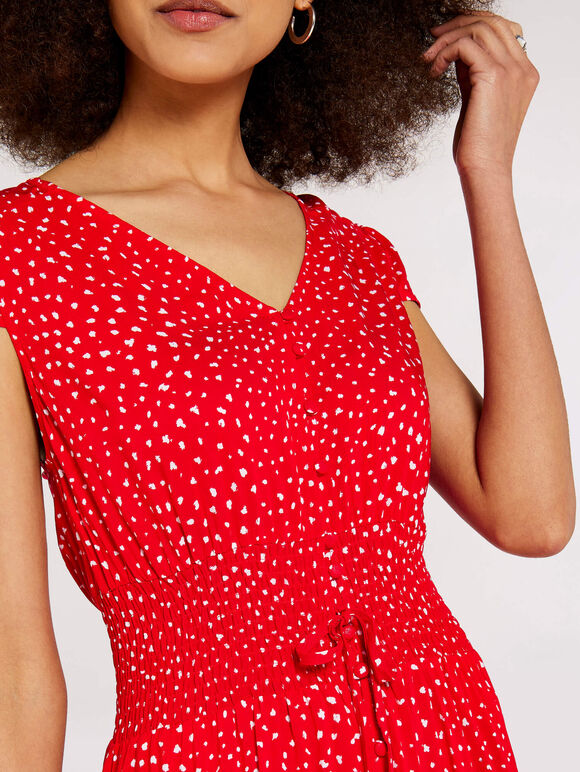 Textured Dot Maxi Dress, Red, large