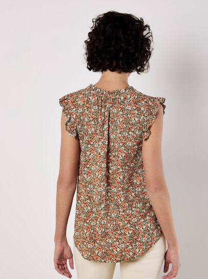Ditsy Floral Ruffle Sleeve Top
