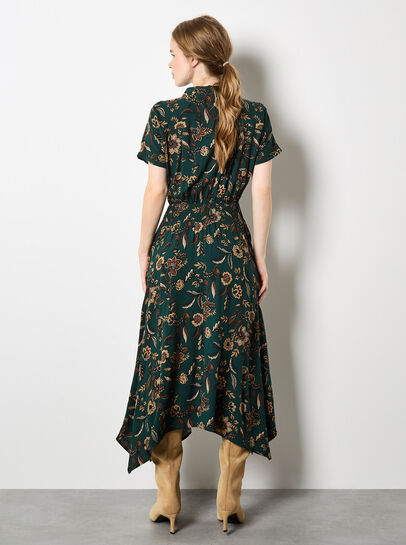 Sarasa Floral Shirt Midi Dress