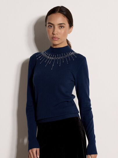 Rhinestone Gem Embellished Jumper