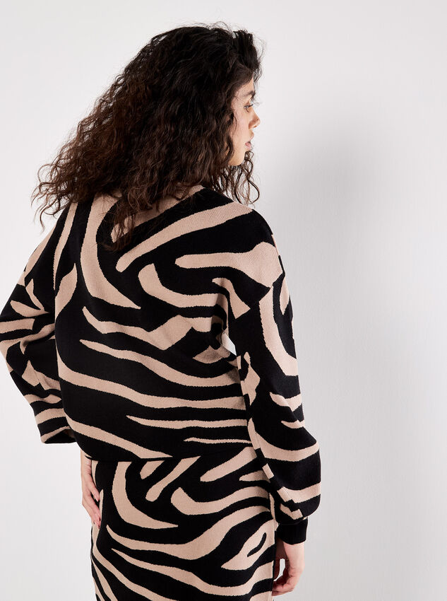 Zebra Print Jumper, Black, large