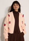 Chunky Knit Strawberry Cardigan, Peach, large