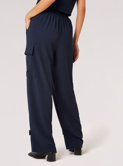 Textured Pinstripe Cargo Trousers
